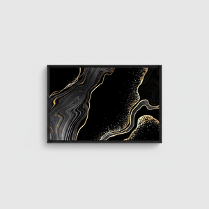 Elegant <b>Black</b> and Gold Marble Print Canvas Wall Art,<b>BLACK</b> <b>FRAMED</b> CANVAS - Product Image 2