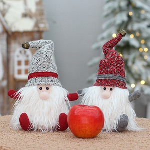 Poupées en tissu de Noël avec chapeau rouge et gris, décoration intérieure, poupées écologiques pour cadeau de fêtes - Product Image 1