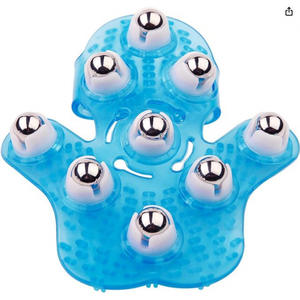 Guanto massaggiante con sfere in acciaio sportivo 360 °   Massaggiatore rotante per agopressione con sfere a rullo per la terapia dei meridiani muscolari - Product Image 1