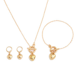 Heart Jewelry <b>Set</b> Necklace Earrings <b>Bracelet</b> Gold Plated Alloy Romantic Women's Gift Fashion Jewelry 2025 - Product Image 5