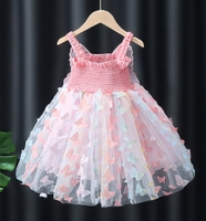 Robe de Princesse d'Été pour Bébé Fille, Tout-Petit, avec Ailes de Papillon Fée 3D, Bretelles et Maille Mignonne et Tendance