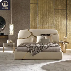 2023 Master Suite Italiaanse Moderne Luxe Slaapkamer Sets Koningin Kingsize Gestoffeerde Slaapkamer Sets
