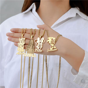 Bambini Targhetta Gioielli In Acciaio Inox <span class=keywords><strong>Personalizzata</strong></span> Qualsiasi <span class=keywords><strong>Disegno</strong></span> Lettera Pendenti di <span class=keywords><strong>Collana</strong></span> Nome Personalizzato Personaggio Dei Cartoni Animati di Collane - Product Image 3