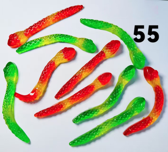 High Quality Mix Fruit Flavour Gummy Candy Snake Worm Shape Box Sugar