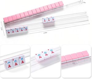 Classic Style Game Accessory Clear Acrylic Mahjong Tile Rack With Pink Pusher Portable Mahjong Rack For 4 Players - Product Image 1