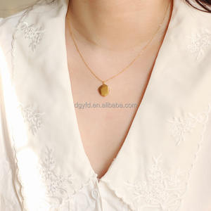 Personalizzato Dainty oro 18K sfaccettato frammento collana pendente nome della collana inciso forma cristallina <span class=keywords><strong>pietra</strong></span> spazzolata Charm collana - Product Image 2