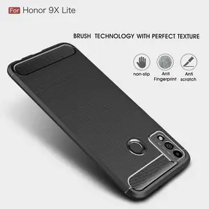 Şık karbon Fiber doku darbeye dayanıklı cep telefonu kılıfı Carcasa Para onur 9x Lite durumda telefon kapağı