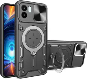 Suporte de anel de ajuste livre para celular Xiaomi Redmi A1 A2 A3 Slide Camera Proteção de montagem do carro capa traseira magnética