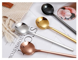 Lot de cuillères à café et à mélanger en acier inoxydable 304, style occidental, à long manche, pour la vente en gros - Product Image 1