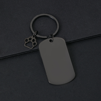 Ywyougang Personalisierter Haustier-Anhänger Schlüsselanhänger, Edelstahl Blanko Hunde-ID-Tag mit Pfoten-Charm, Lasergravierbarer Schlüsselring