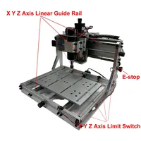 Mini routeur CNC 3020 500W avec rail de guidage linéaire entièrement en aluminium, machine de gravure CNC USB, machine de découpe et de fraisage de PCB avec interrupteur de fin de course