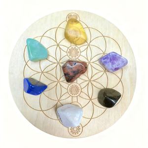 Yoga ortağı enerji diğer kristal el sanatları doğal taş yedi çakra cips ahşap plaka ile meditasyon için - Product Image 4