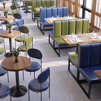 Combinaison Table et Chaises Commerciales Modernes en PU pour 4 Personnes, Idéale pour Salons de Thé, Cafés, Restaurants Occidentaux et Boutiques de Desserts