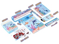 Papeterie coffret cadeau fournitures scolaires arbre de la jungle animal fusée spatiale, planète, astronaute, licornes arcs-en-ciel animaux marins dinosaures