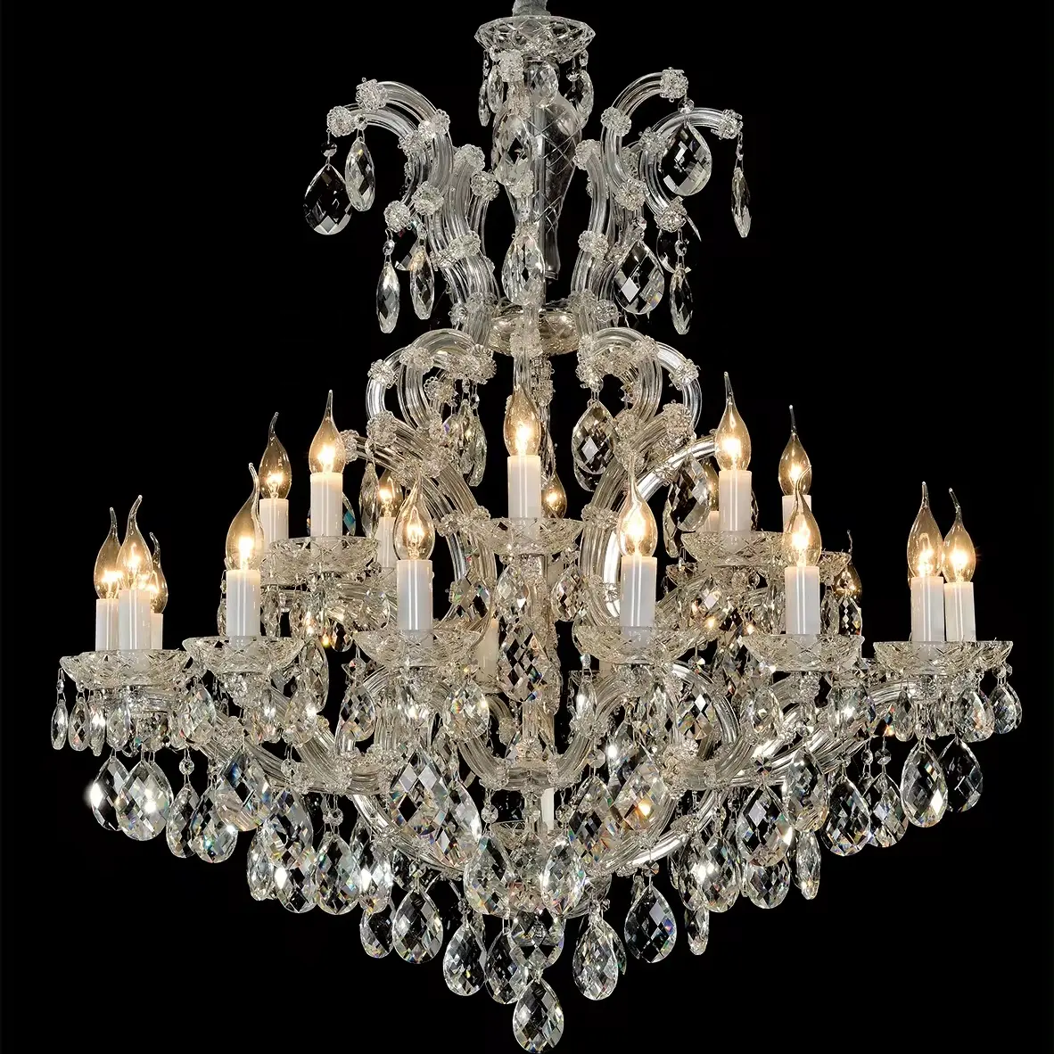 Hot sale European 25 lights silver customizable maria teresa crystal chandelier for villa hotel living room dining room