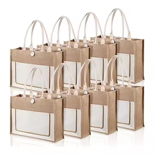 Bolsa de Compras de Yute Negra Ecológica con Logotipo Personalizado, Varios Colores, Bolsillo con Botón y Letra Impresa en Serigrafía - Product Image 3