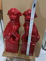 Ornement en céramique de Jingdezhen, figurine de chien Foo, lion, coq, empereur Qing, glaçure bleue, blanche et rouge, Famille Rose, décoration chinoise pour la maison