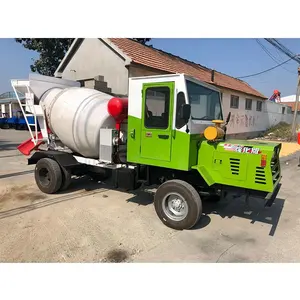 Large mortar mixing transport tank truck construction site 2 cubic concrete skip truck