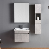 Meuble-lavabo de salle de bain 60 cm avec vasque simple en céramique et armoire, design moderne luxueux résistant à l'eau
