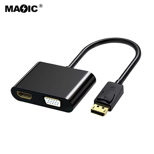 DP to HDMI VGA Adapter DP 1.2 HBR2 to HDMI 2.0 (4K 60Hz) or VGA 1080p Converter Dongle DP to HDMI VGA Monitor Adapter