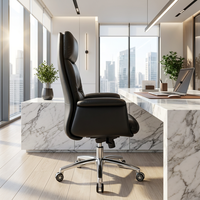 Fauteuil de Direction en Cuir Rembourré Noir Obsidienne : Design Imposant, Expérience d'Assise Supérieure
