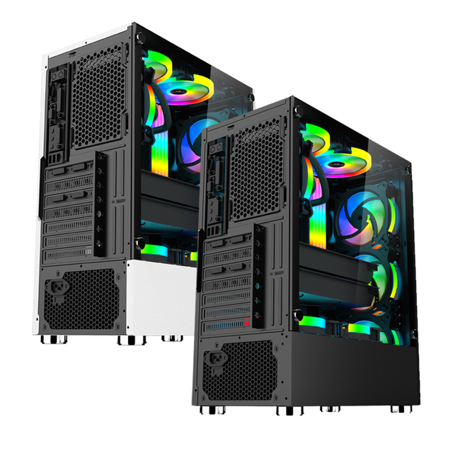 SNOWMAN OEM Low MOQ Cabinet ATX Gaming Case Computer Gamer Mid Tower Casing PC Case with Tempered Glass