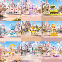 9 types d'attractions de fête foraine, Grande roue, Bateau pirate, Voitures tamponneuses, Ensemble de blocs de construction de mini-parc d'attractions, Jouet de briques à assembler soi-même