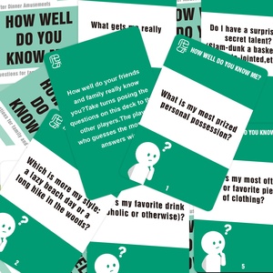 Juego de 52 Tarjetas de Preguntas Interactivas para <span class=keywords><strong>la</strong></span> Familia - Set para Iniciar Conversaciones Después del Cenar, Caja de Diseño Verde y Blanco 15x12x4cm - Product Image 6