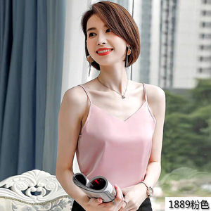 Women's Camisole Tank Top Solid Color White Polyester Fiber V-Neck Sleeveless Base Layer For Work Or Casual Wear - Product Image 4