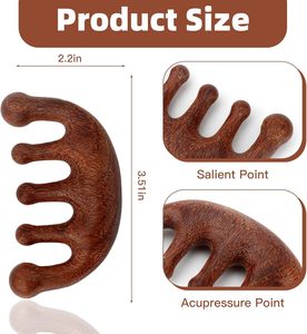 Peine de madera Gua Sha para masaje del cuero cabelludo con tecnología láser, diseño moderno, de sándalo, de dientes anchos, para uso doméstico - Product Image 2