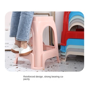 Vente de gros Tabouret moderne extra épais en plastique Chaise de table à manger carrée pour la maison Tabouret haut Banc pour adultes pour le salon - Product Image 2