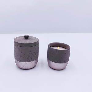 A Matt a casa productos de hormigón de cemento perfumada titular candelabro vela frasco con tapa - Product Image 4