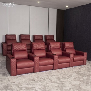 Venta caliente sofá reclinable rojo <span class=keywords><strong>real</strong></span> Napa cuero cine asientos asiento privado lujo eléctrico Cine en Casa sillas reclinables - Product Image 1