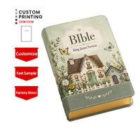 Bible personnalisée en gros avec couverture souple en cuir PU, impression couleur intégrale, bords dorés, idéale comme cadeau d'église