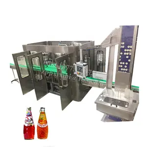 Automatic Basil Seed Drink With Mango Flavor Bottle Filling Machine , Glass Bottle Juice Filler With Ring Pull Cover Thailand