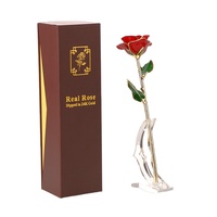 Bunga Mawar Mawar Emas 24K, Asli Diawetkan Segar Abadi untuk Hari Valentine Hari Ibu dan Natal