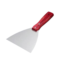 Spatule de cuisine en acier inoxydable avec manche en bois rouge durable, outil de restauration pour gril Teppanyaki, racloir à pâte et pelle