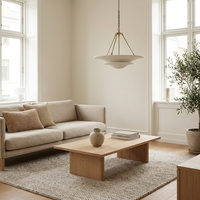 Lustre suspendu YH Nordic pour îlot de cuisine, plafond haut, salle à manger, double couche, blanc, à LED, en laiton