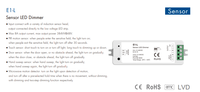 Variateurs de lumière LED 12-48VDC 8A avec capteur, contrôleur de mouvement PIR, contrôleur de porte, contrôleur LED pour bande LED monochrome E1-L