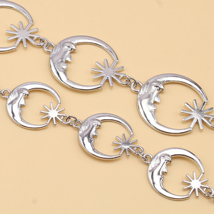 Cadena de cintura Moon de aleación de zinc, estilo punk, para uso diario, color plateado, diseño de una sola vuelta, accesorio de joyería de moda - Product Image 2