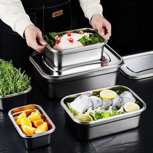 Hình Chữ Nhật Dã Ngoại Bento Hộp Ăn Trưa Thép Không Gỉ Crisper Tươi Giữ Thực Phẩm Container Tủ Lạnh Tủ Đông Lưu Trữ Hộp - Product Image 1