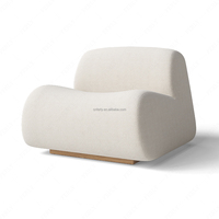 Fauteuil d'appoint de style américain de luxe, mobilier de salon, canapé, fauteuil lounge en bois, structure en bois massif, fauteuil lounge bouclé