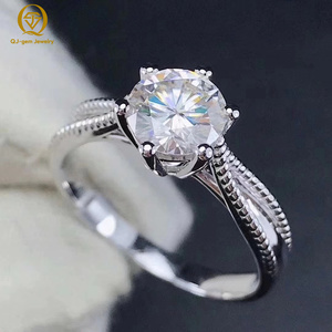Anillo de Diamantes Cultivados en Laboratorio de Oro Blanco de 10k para Mujer, Corte Brillante Redondo, Diamante VVS, Anillo de Compromiso Clásico - Product Image 4