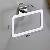 Ensemble de quincaillerie de salle de bain moderne argenté 4 pièces en acier inoxydable : porte-serviettes, porte-papier toilette, anneau à serviette, patère murale