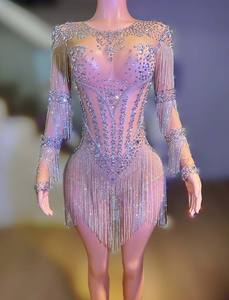 Novance Y4823 Body <span class=keywords><strong>de</strong></span> Lujo Personalizado <span class=keywords><strong>de</strong></span> Alta Calidad para Mujer <span class=keywords><strong>Ropa</strong></span> <span class=keywords><strong>de</strong></span> Escenario Glamurosa para Baile Elástico con Pedrería Colección 2025 - Product Image 2