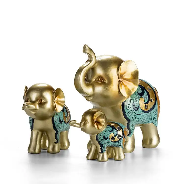 2021 criativo sala de estar casa decoração 3 bonito elefante figura fengshui enfeite lucky resina artesanato 3 elefante pequena estatueta