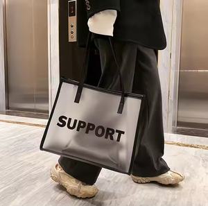 Bolso Tote de Hombro de Lujo para Mujer, con Asa de PVC, Ecológico, Transparente, con Borde Esmerilado, Cierre de Hebilla, Logotipo Personalizado, para Deportes al Aire Libre - Product Image 3