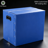 Caisse de rangement pliable OEM personnalisée en PP bleu, recyclable, étanche et antistatique pour chaussettes et logistique de déménagement