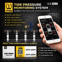 Système de surveillance de la pression des pneus BLE APP TPMS pour voiture, BT 5.2, 315 MHz, 4 capteurs intégrés, batterie 5 ans, compatible Android/iOS, ajustement universel