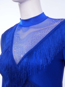 Traje de baile lírico para mujer, mono de baile latino, leotardo con flecos y patchwork, trajes de baile para actuaciones en escenario - Product Image 3